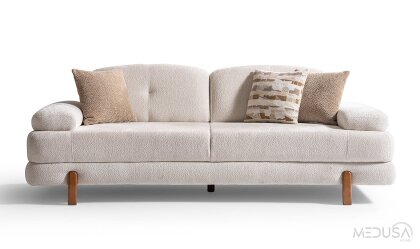 Medusa Home Mobilya - İstanbul Sandıklı Beyaz Üçlü Koltuk