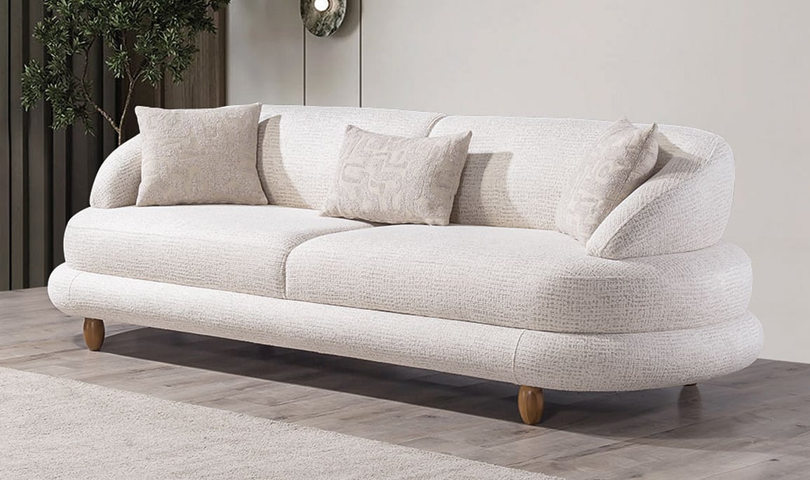 Medusa Home Mobilya - İstanbul Sandıklı Beyaz Üçlü Koltuk