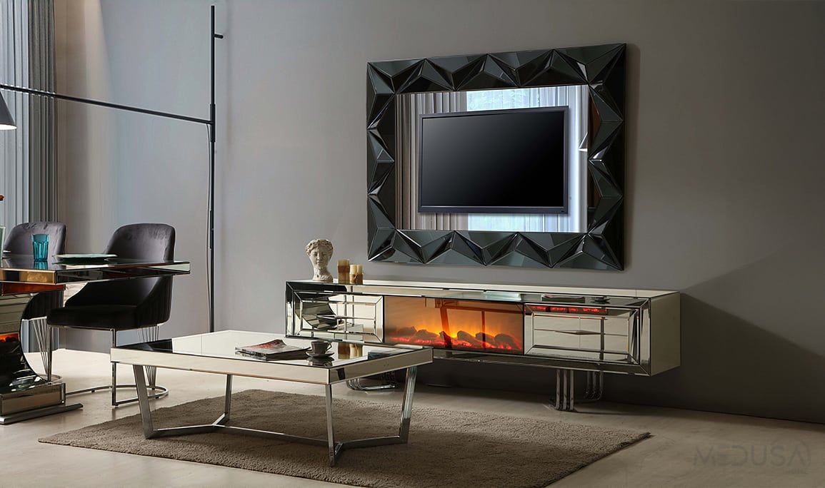 Medusa Home Mobilya - Jaguar Aynalı Şömineli Tv Ünitesi