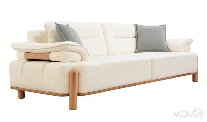 Medusa Home Mobilya - Jaguar Beyaz Üçlü Koltuk