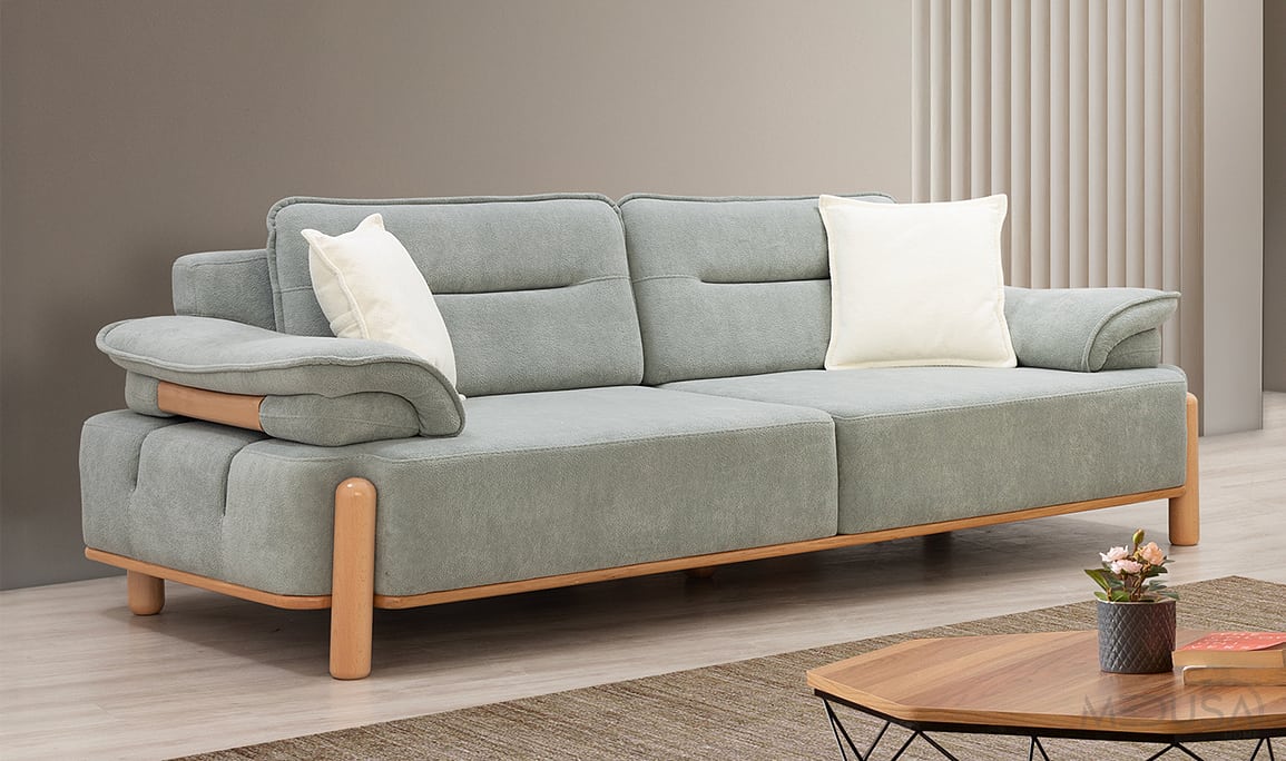Medusa Home Mobilya - Jaguar Mint Yeşili Üçlü Koltuk