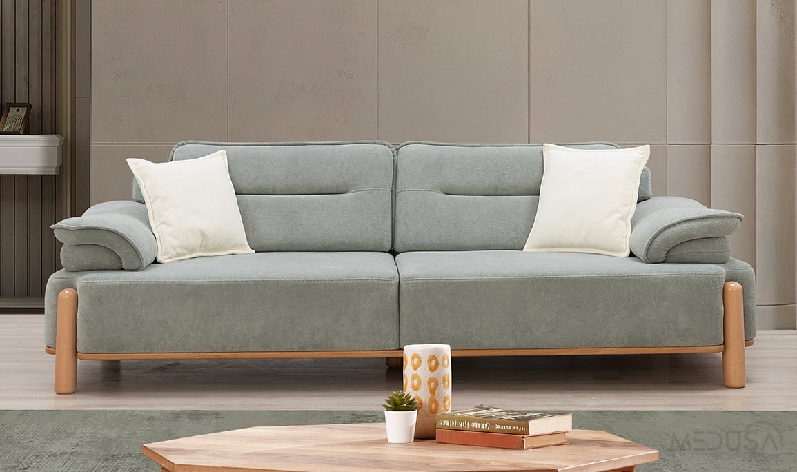 Medusa Home Mobilya - Jaguar Mint Yeşili Üçlü Koltuk