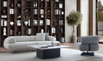 Medusa Home Mobilya - Joven Beyaz Üçlü Koltuk