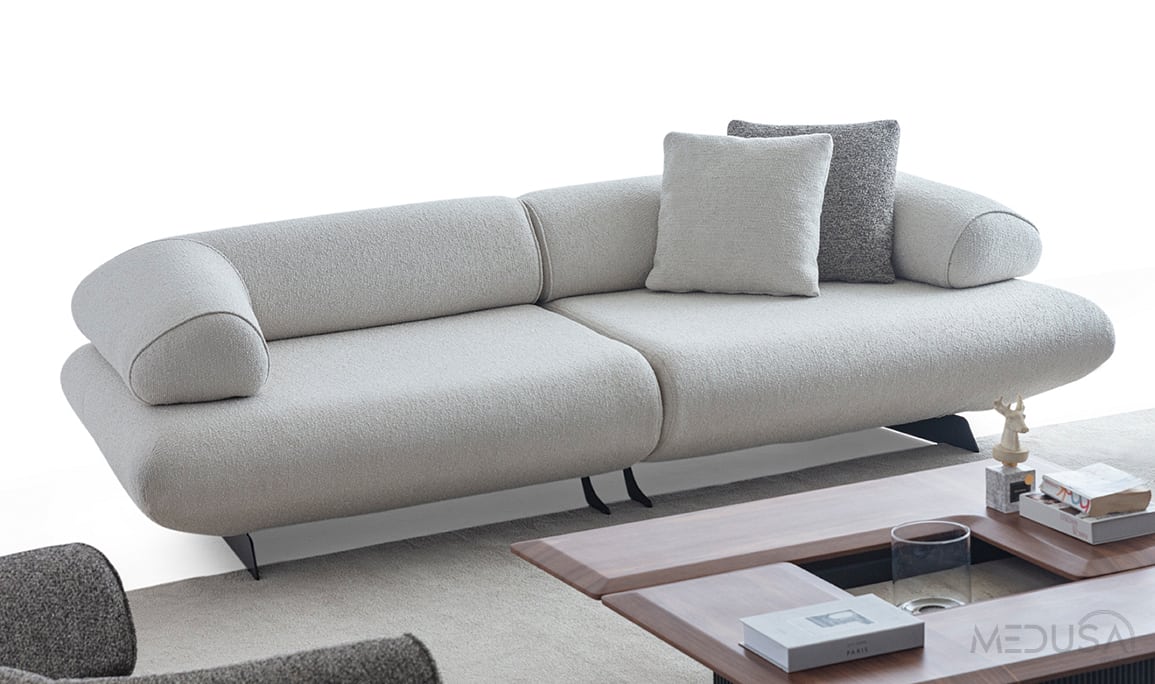 Medusa Home Mobilya - Joven Beyaz Üçlü Koltuk