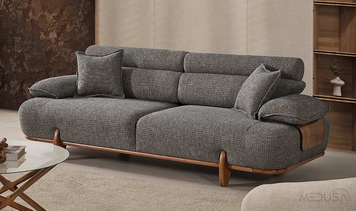 Medusa Home Mobilya - Joyage Antrasit Üçlü Koltuk