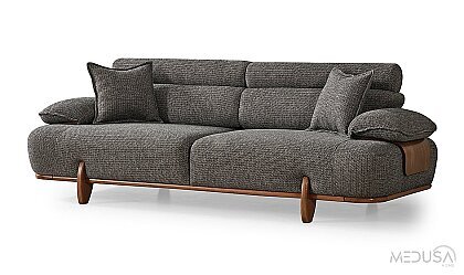 Medusa Home Mobilya - Joyage Antrasit Üçlü Koltuk