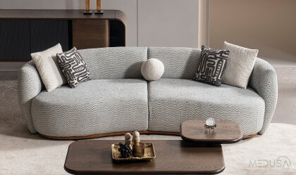 Medusa Home Mobilya - Juno Açık Gri Dörtlü Koltuk