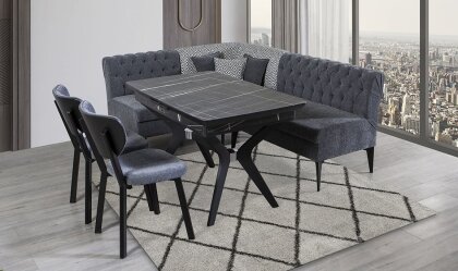 Medusa Home - Katar Antrasit Mutfak Köşe Takımı