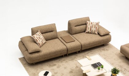 Medusa Home Mobilya - Kays Kahverengi Sehpalı Üçlü Koltuk