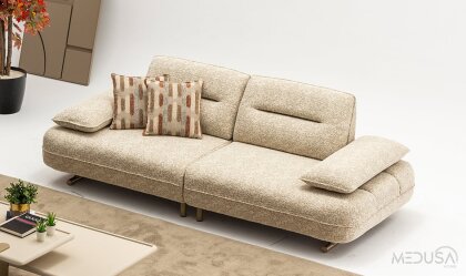 Kays Krem Üçlü Koltuk