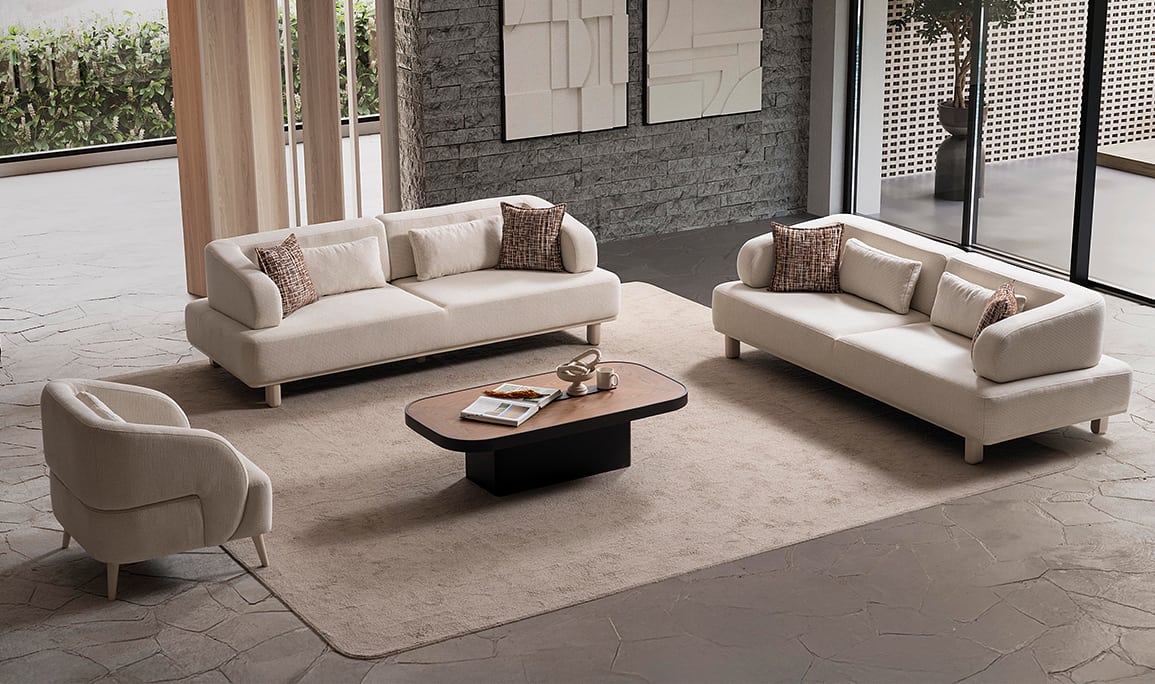Medusa Home Mobilya - Keops Krem Koltuk Takımı