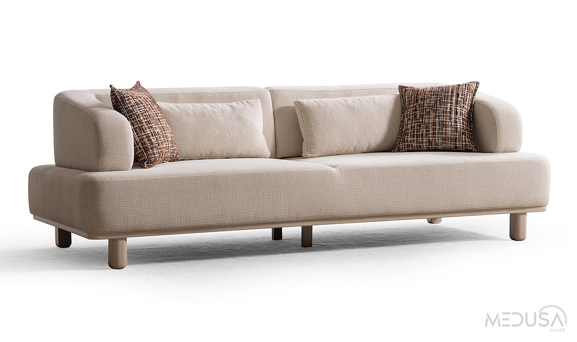 Medusa Home Mobilya - Keops Krem Üçlü Koltuk