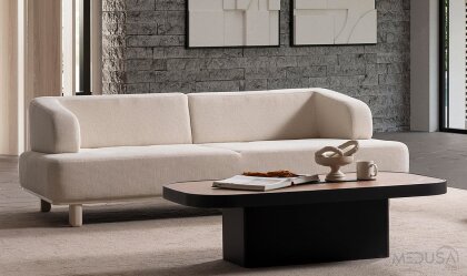 Medusa Home Mobilya - Keops Krem Üçlü Koltuk