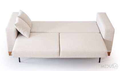 Medusa Home Mobilya - Kumsal Çekyatlı Bej Üçlü Koltuk
