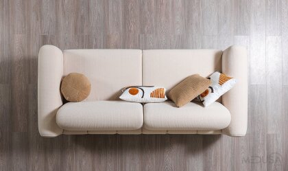 Medusa Home Mobilya - Lagos Bohem Beyaz Üçlü Koltuk