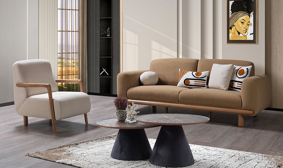 Medusa Home Mobilya - Lagos Bohem Kahve Üçlü Koltuk