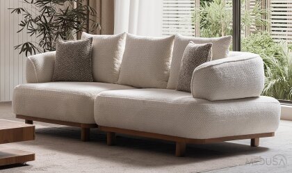 Medusa Home - Latte Beyaz Üçlü Koltuk Medusa Home - Latte Beyaz Üçlü Koltuk