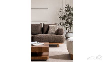 Medusa Home Mobilya - Latte Kahve Üçlü Koltuk