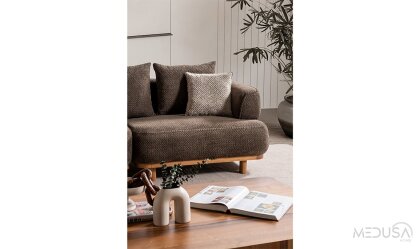 Medusa Home Mobilya - Latte Kahve Üçlü Koltuk
