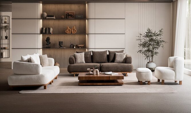 Medusa Home Mobilya - Latte Koltuk Takımı - Modern Koltuk Takımları