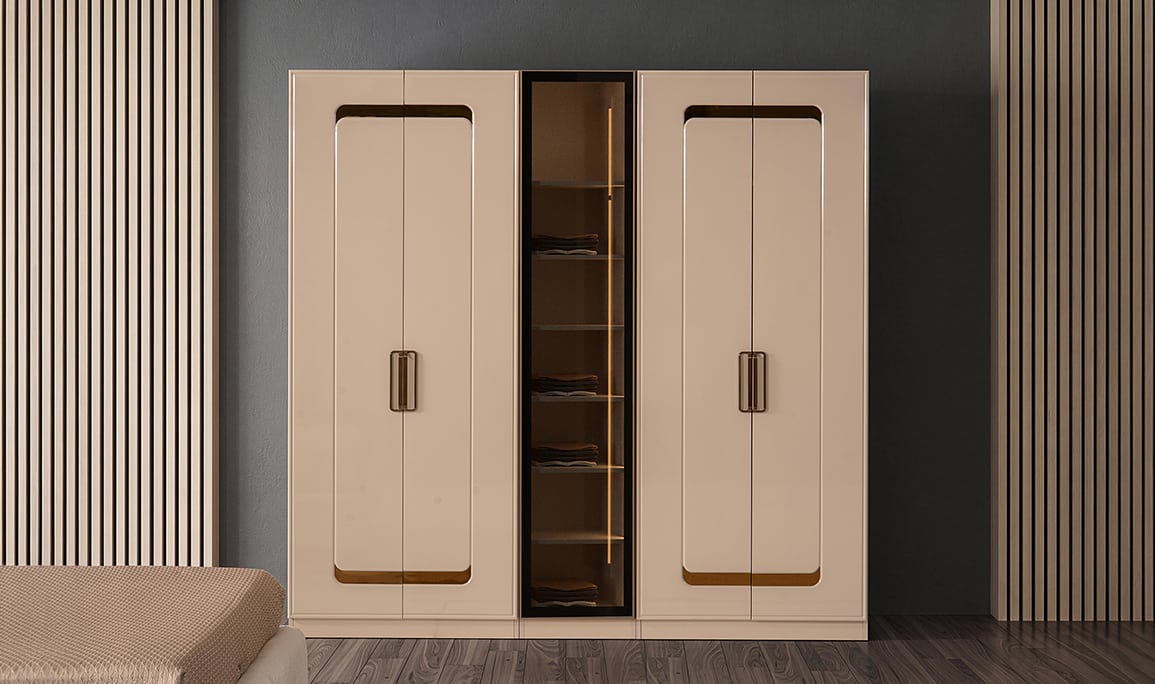 Medusa Home Mobilya - Latte Luxury 5 Kapaklı Gardırop