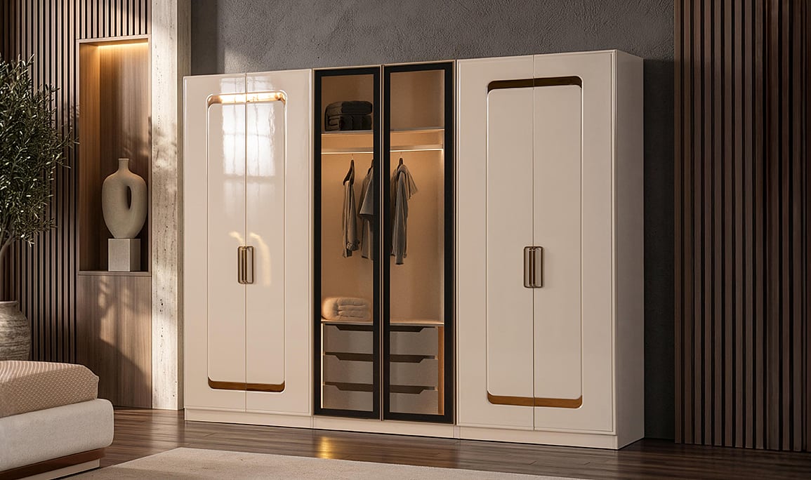 Medusa Home Mobilya - Latte Luxury 6 Kapaklı Gardırop