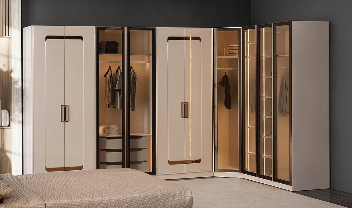 Medusa Home Mobilya - Latte Luxury Köşe Gardırop