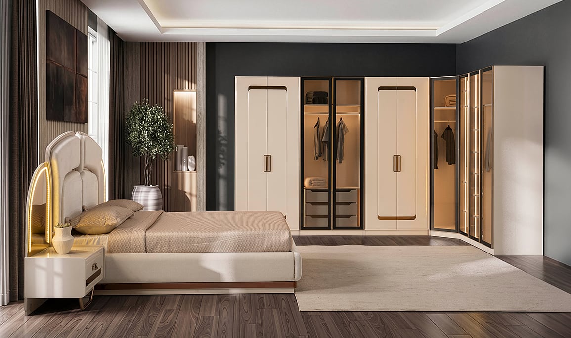 Medusa Home Mobilya - Latte Luxury Köşe Yatak Odası