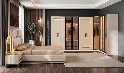 Medusa Home Mobilya - Latte Luxury Köşe Yatak Odası
