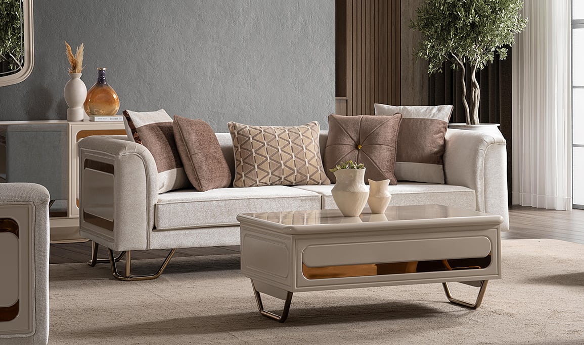 Medusa Home Mobilya - Latte Luxury Üçlü Koltuk