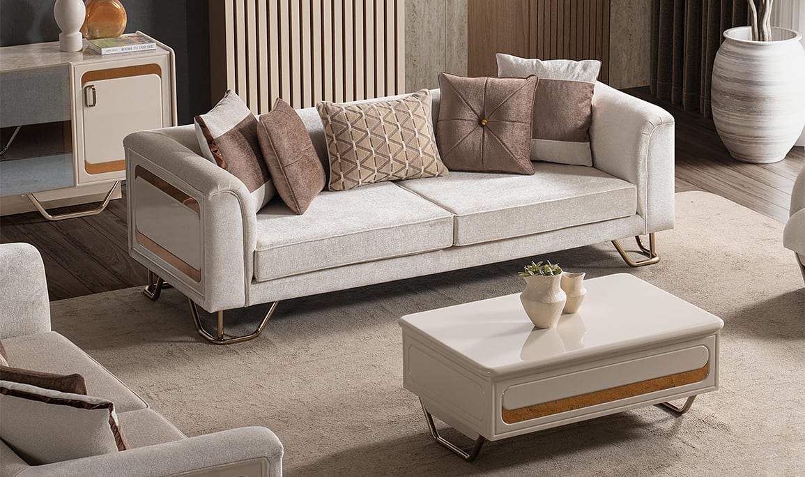 Medusa Home Mobilya - Latte Luxury Üçlü Koltuk