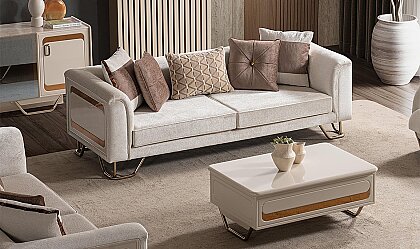 Medusa Home Mobilya - Latte Luxury Üçlü Koltuk