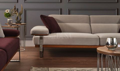 Medusa Home Mobilya - Lavina Modern Üçlü Koltuk Bej