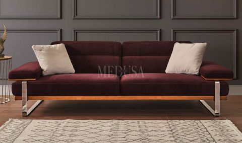 Medusa Home - Lavina Modern Üçlü Koltuk Mürdüm Medusa Home - Lavina Modern Üçlü Koltuk Mürdüm