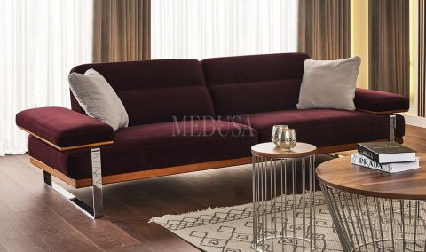 Medusa Home Mobilya - Lavina Modern Üçlü Koltuk Mürdüm