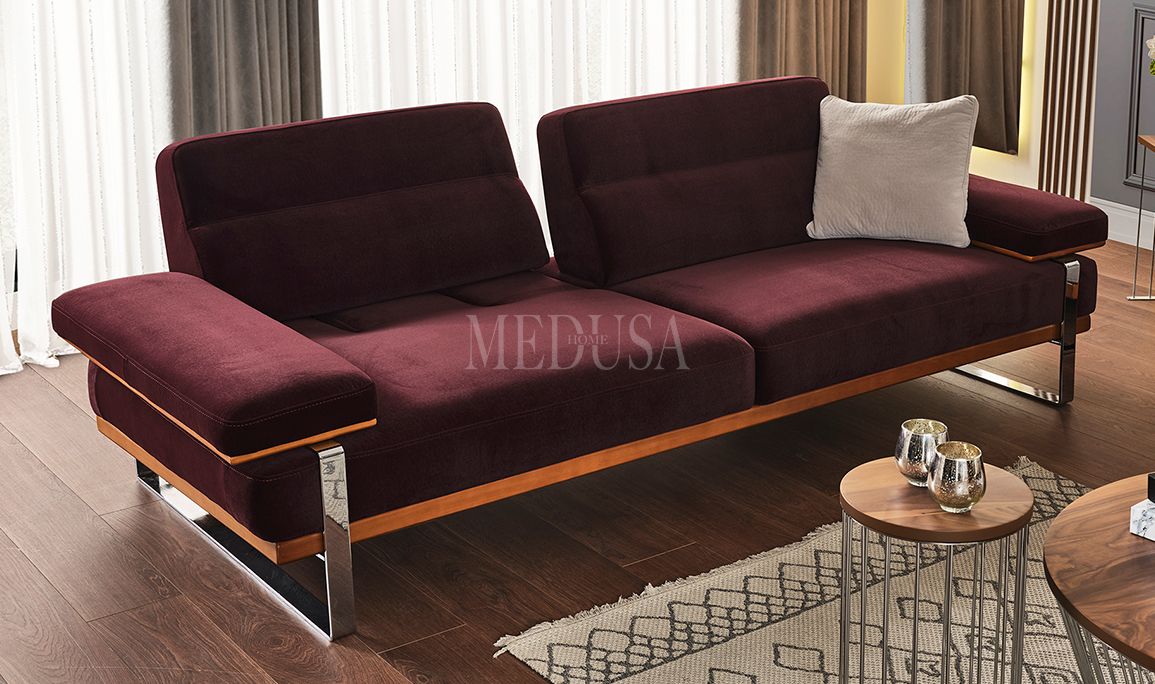Medusa Home Mobilya - Lavina Modern Üçlü Koltuk Mürdüm