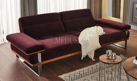 Medusa Home Mobilya - Lavina Modern Üçlü Koltuk Mürdüm