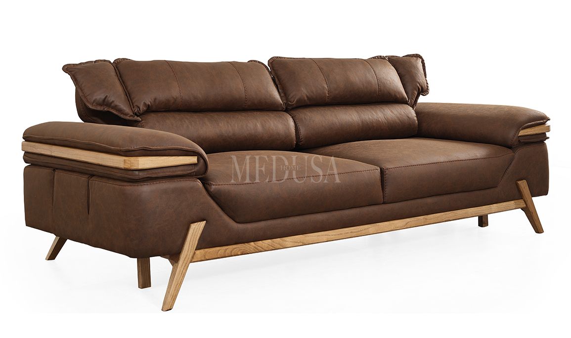Medusa Home Mobilya - Lawson Kahve Üçlü Koltuk
