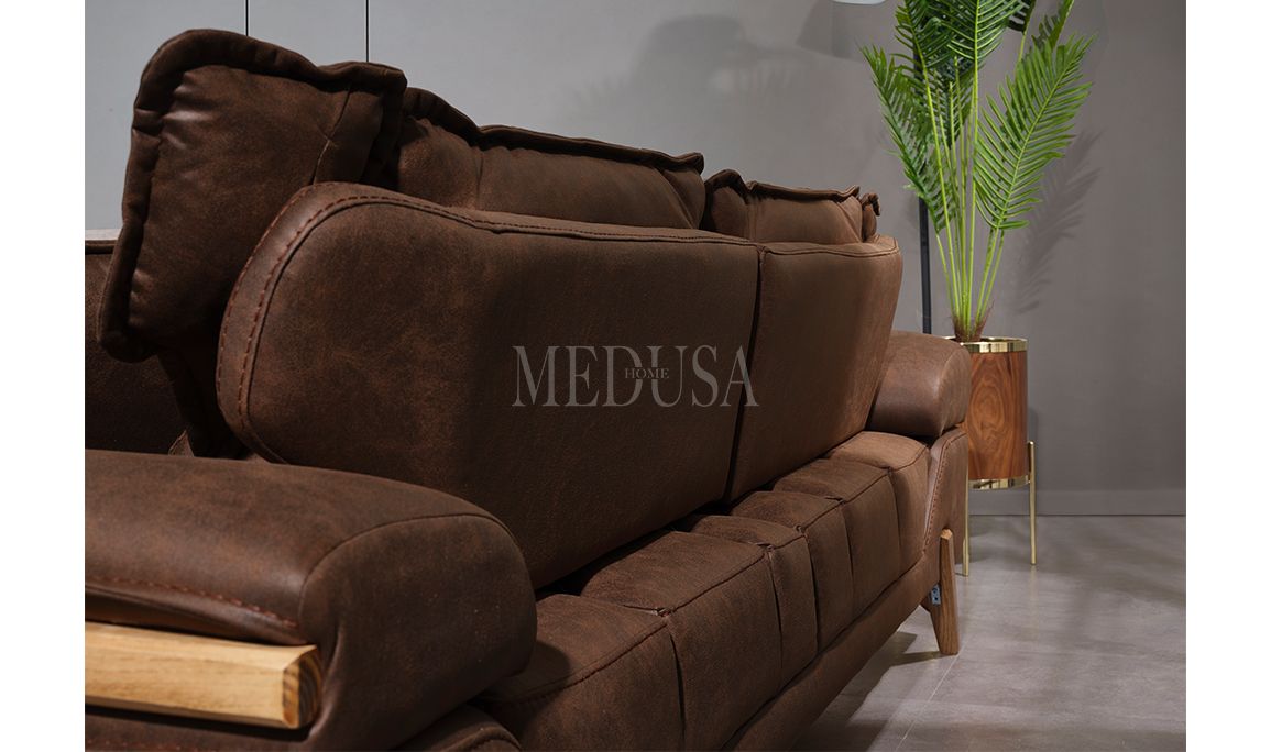 Medusa Home Mobilya - Lawson Kahve Üçlü Koltuk