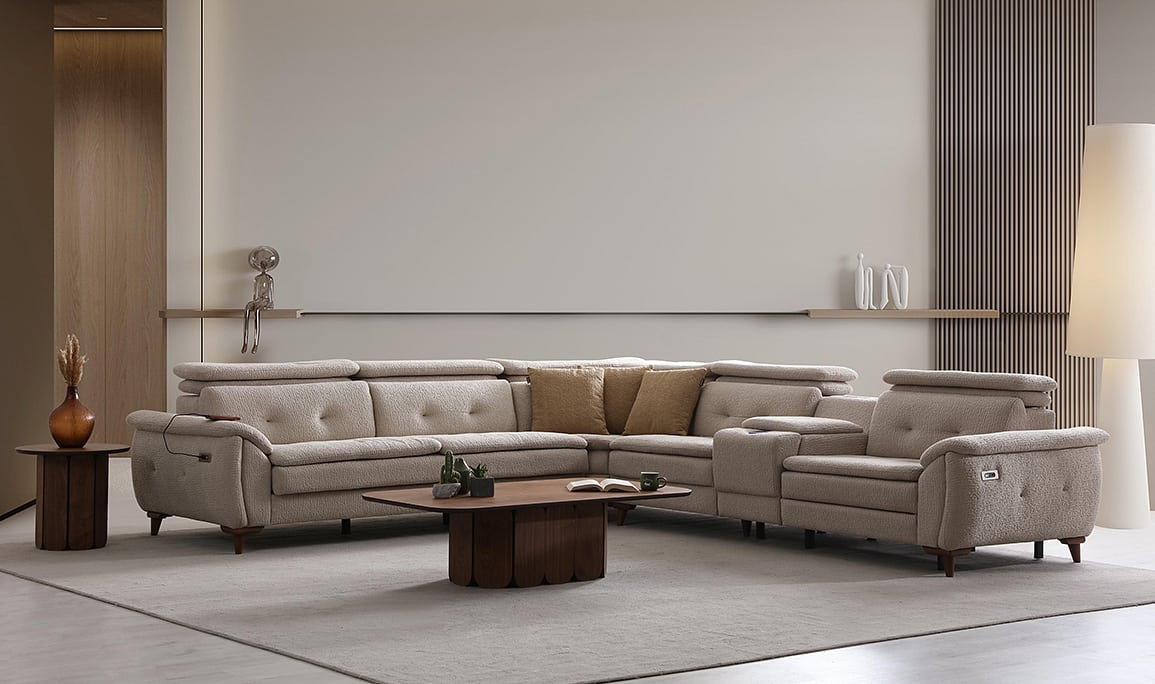 Medusa Home Mobilya - Lazio Krem Köşe Takımı