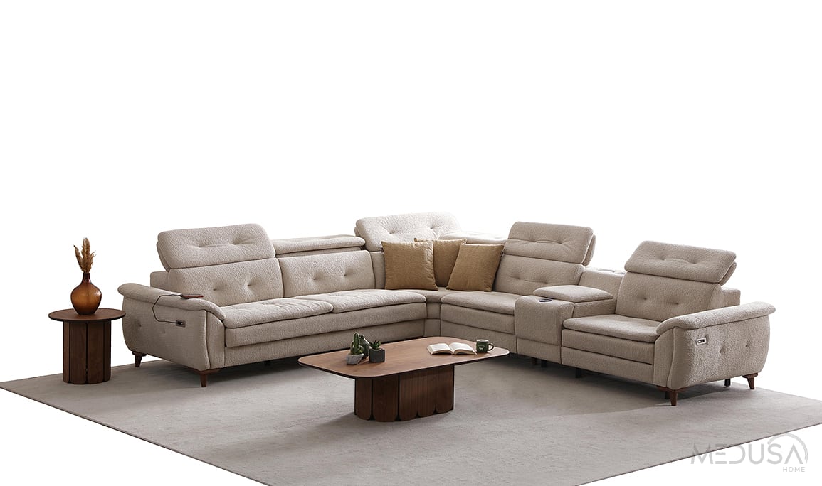 Medusa Home Mobilya - Lazio Krem Köşe Takımı