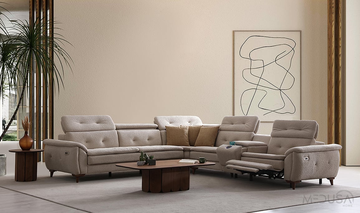 Medusa Home Mobilya - Lazio Krem Köşe Takımı