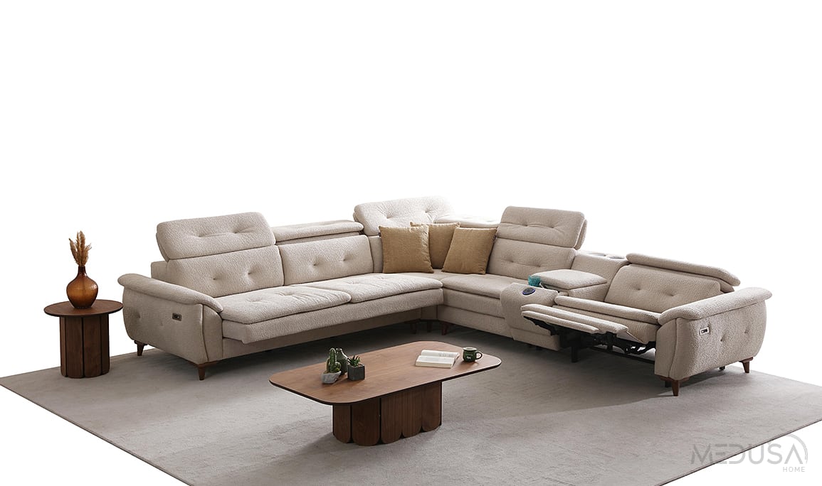 Medusa Home Mobilya - Lazio Krem Köşe Takımı