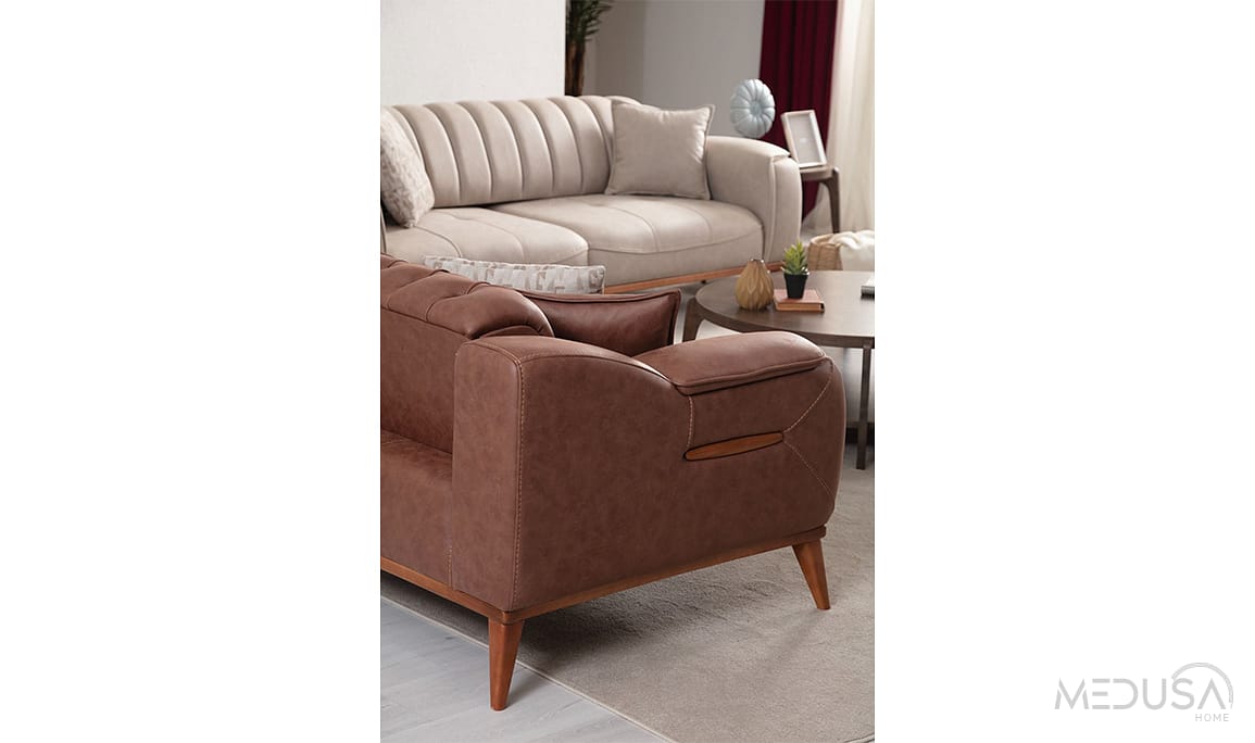 Medusa Home Mobilya - Leader Kapitoneli Üçlü Koltuk