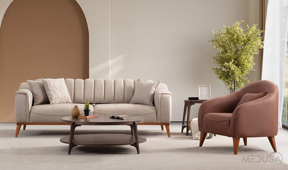 Medusa Home Mobilya - Leader Yarmalı Üçlü Koltuk