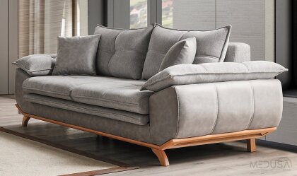 Medusa Home Mobilya - Leon Gri Üçlü Koltuk