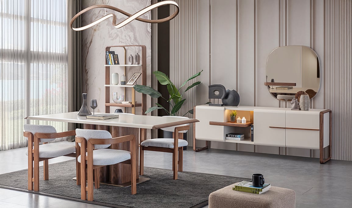 Medusa Home Mobilya - Leona Ceviz Yemek Odası Medusa Home Mobilya - Leona Ceviz Yemek Odası