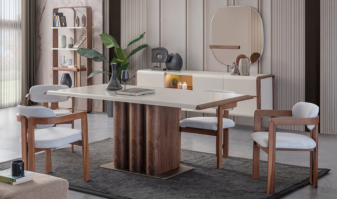 Medusa Home Mobilya - Leona Ceviz Yemek Odası