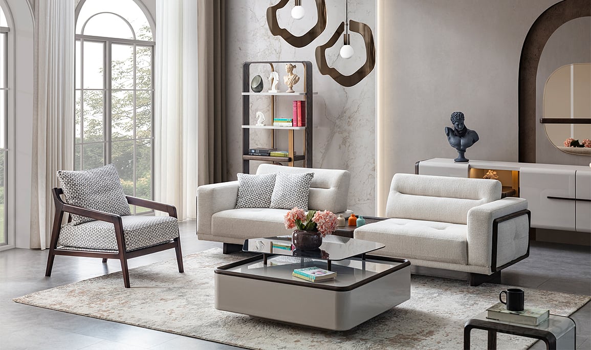 Medusa Home Mobilya - Leona Meşe Koltuk Takımı