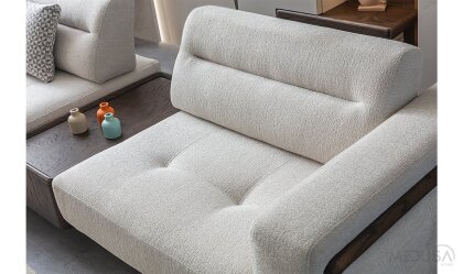 Medusa Home Mobilya - Leona Meşe Sehpalı Üçlü Koltuk